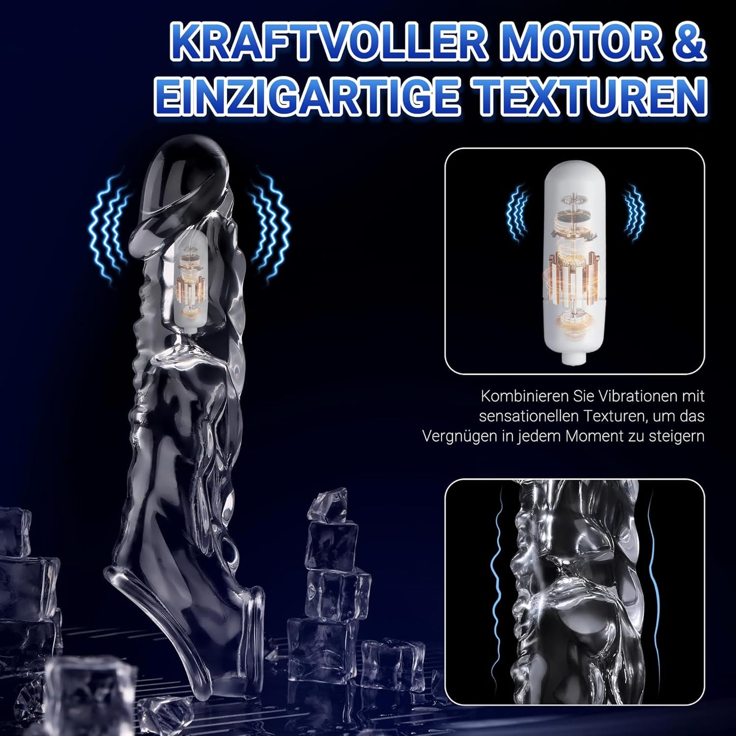 Transparenter Penishülle Penistrainer Cockringe mit 10 Vibrationsmodi