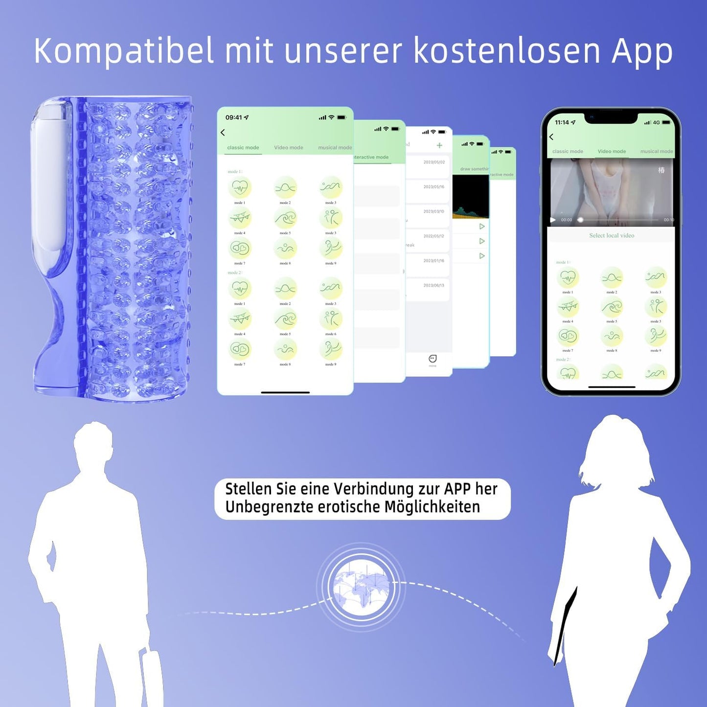 5D Innenstruktur Elektrischer Penistrainer Taschenmuschi mit 10 Vibrationsmodi