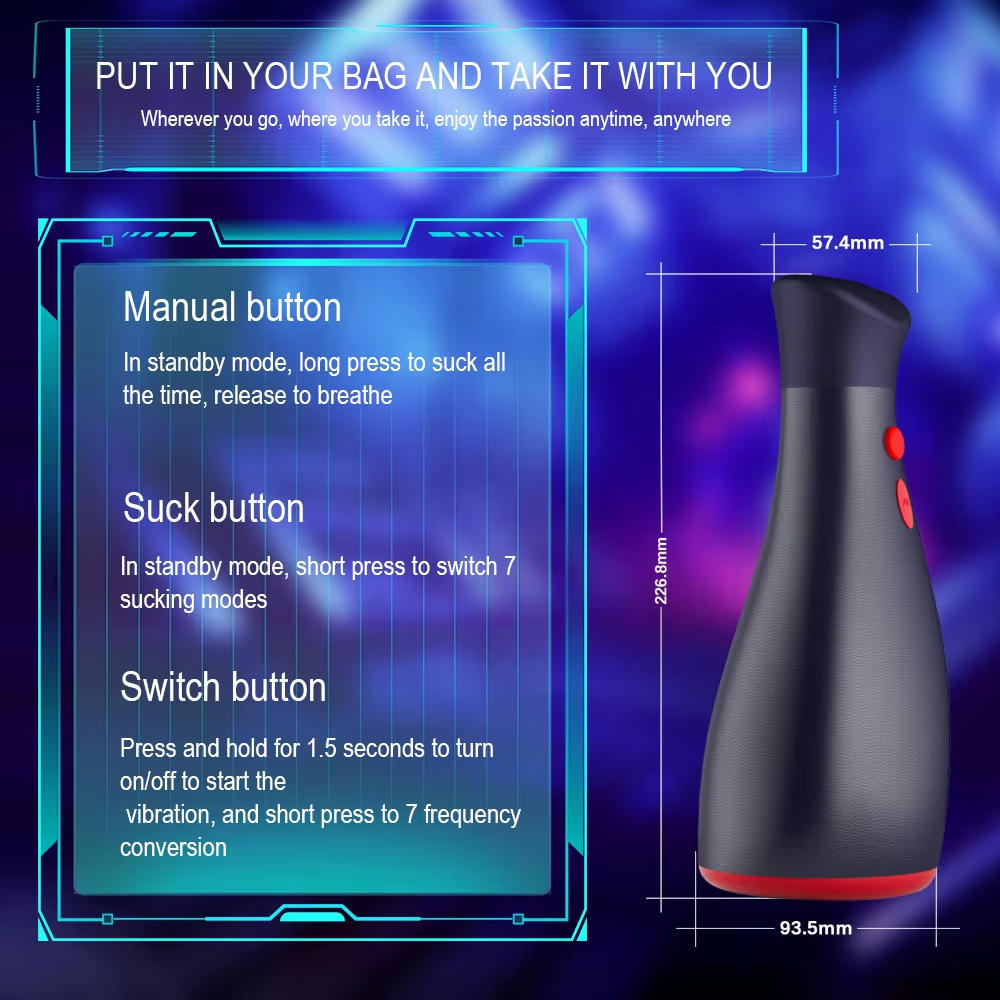 Deep Throat Oral Automatischer Aufblasbarer Masturbatoren mit 7 Vibrationsmodi