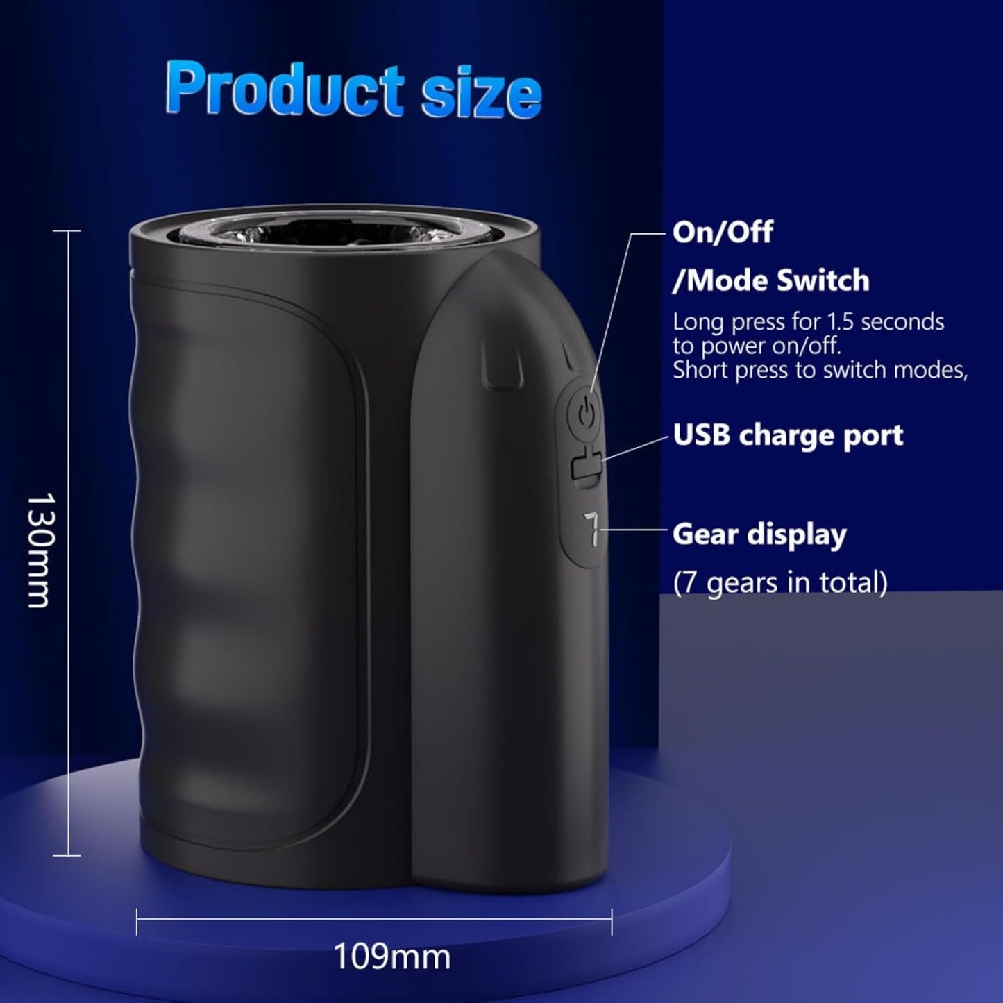 Elektrische Penistrainer Eichel Stimulator Masturbatoren mit 7 Teleskopische & Rotationsmodi