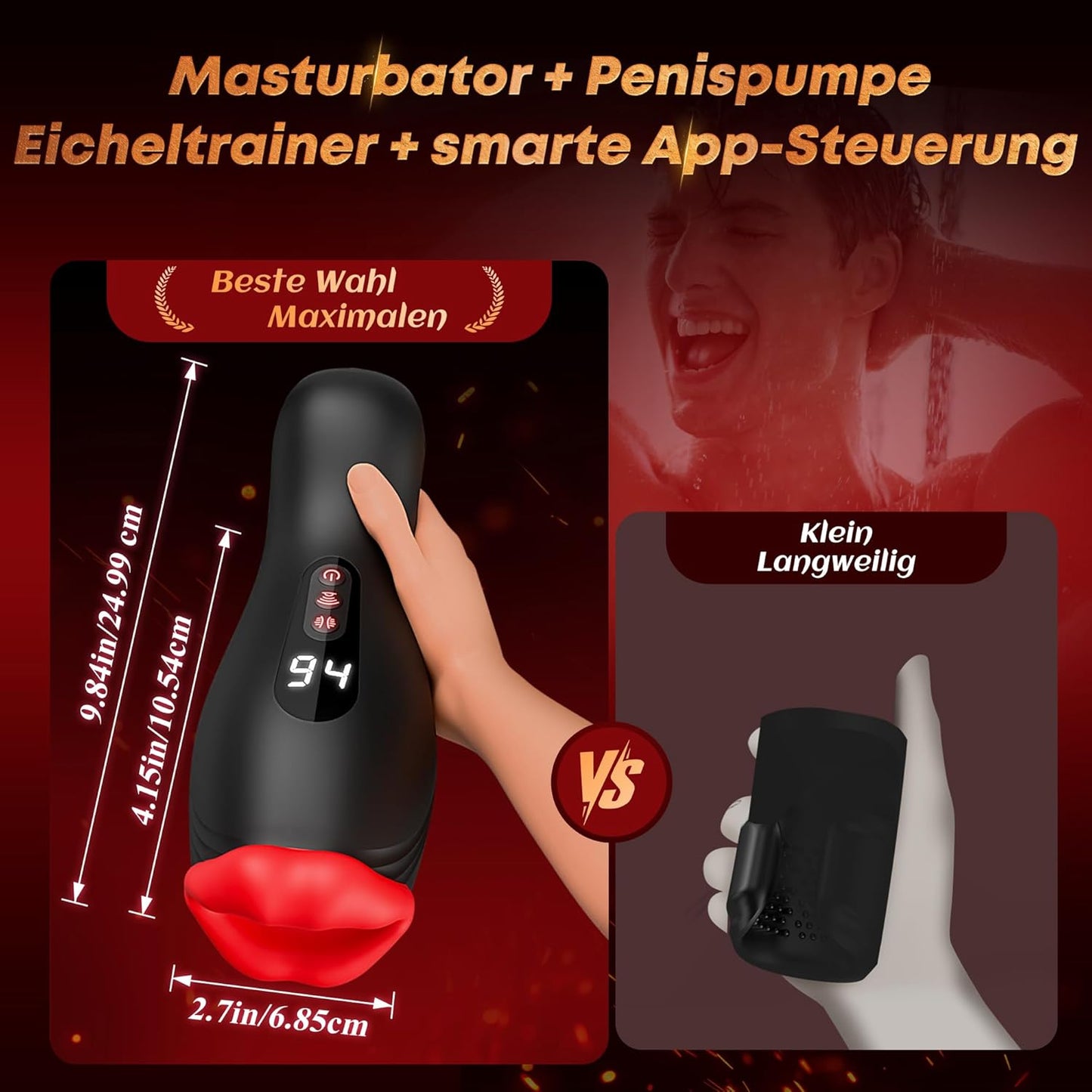 Dual-End Beads Stimulation Penistrainer Vibrator Masturbator mit 9 Vibrationen & 4 Wellenaugen