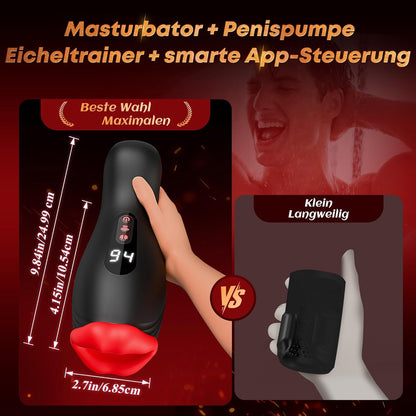 Dual-End Beads Stimulation Penistrainer Vibrator Masturbator mit 9 Vibrationen & 4 Wellenaugen