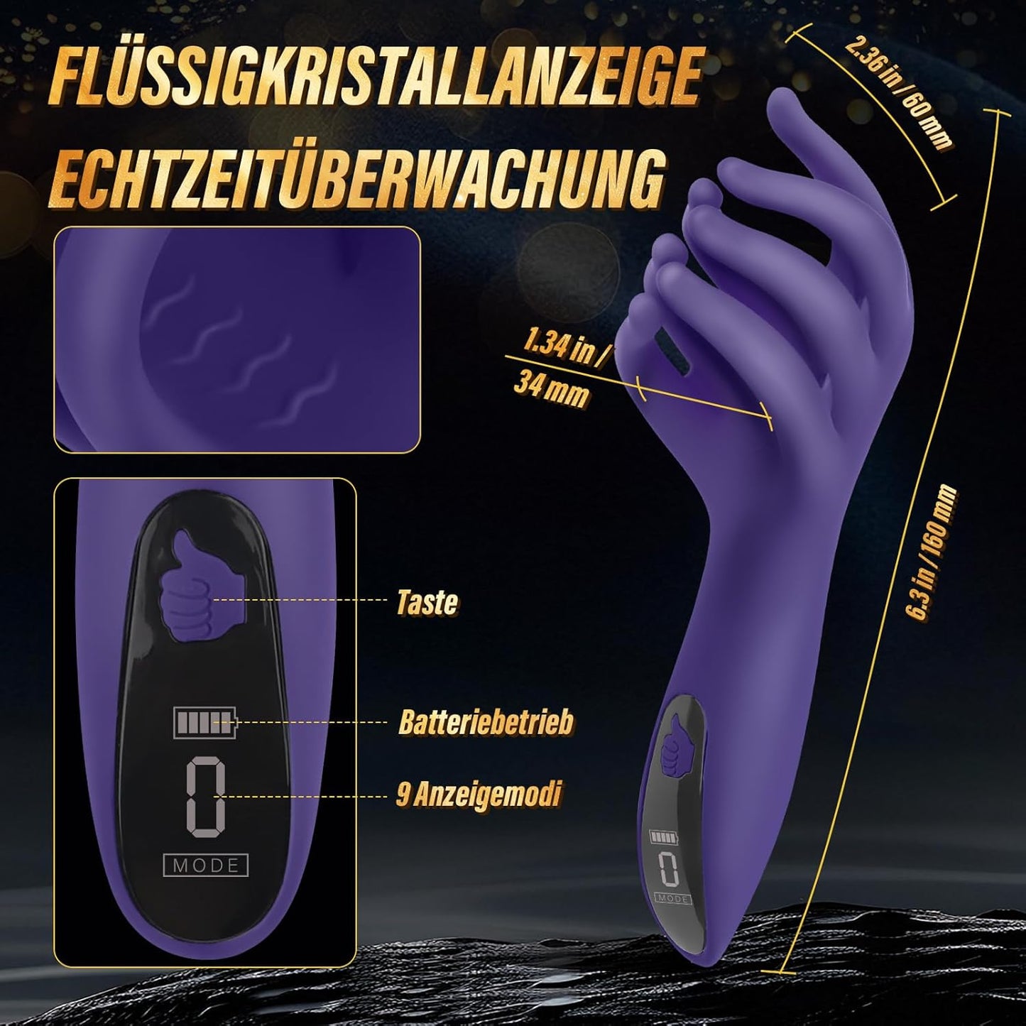 Elektrischer Eichel Stimulator Penismassagegerät Vibrator Masturbator mit 10 Vibrationsmodi