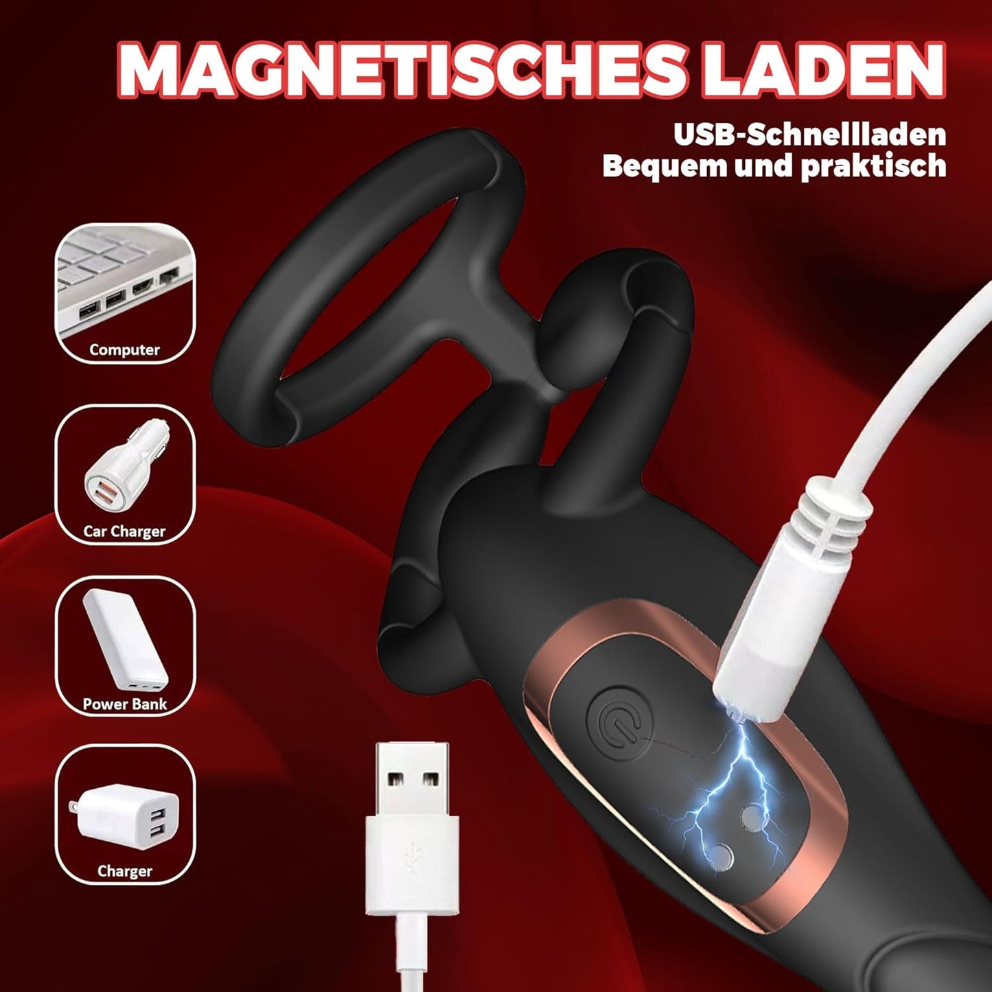 3 IN 1 Penisring Prostatamassagegerät Analvibrator mit 9 Vibrationsmodi