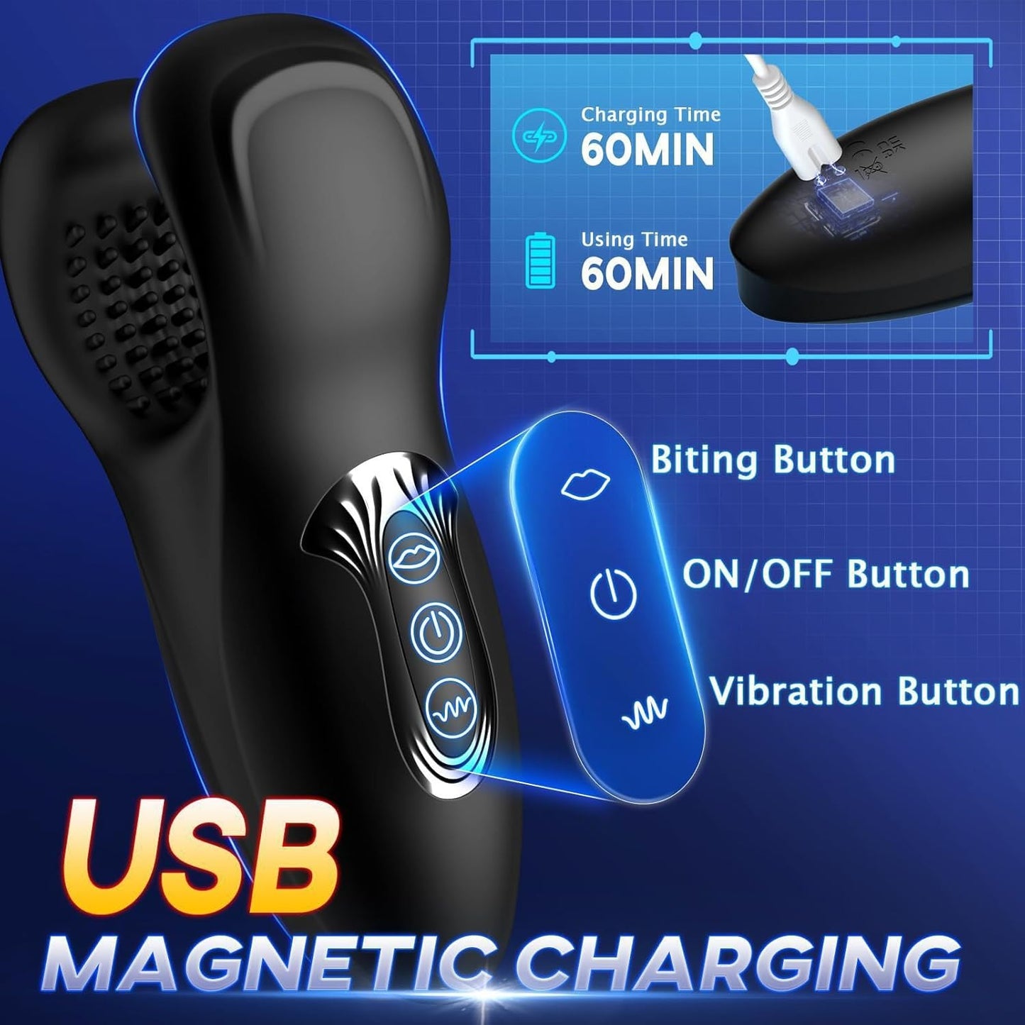 3 IN 1 Penismassagegerät Penis Trainer 10 Beißmodus und 10 Vibrationsmodus