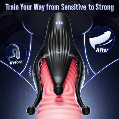 4 IN 1 Penistrainer Vibrator eichel Stimulator mit 10 Vibrations & Saugleistungsstufen