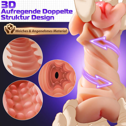 3 IN 1 Realistischer Elektrischer Masturbator Penistrainer mit 10 Leistungsstarke Vibrationen