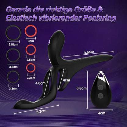 3 in 1 Dual Penisring Vibrator Prostata Analplug mit 9 Vibrationsmodi