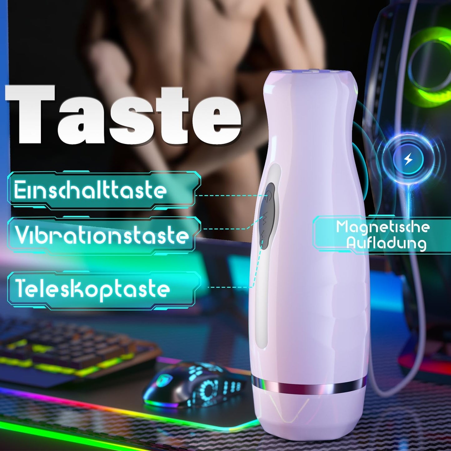 Elektrischer Masturbator Cup Penis Stimulator mit 7 Modi Teleskop & Vibrieren