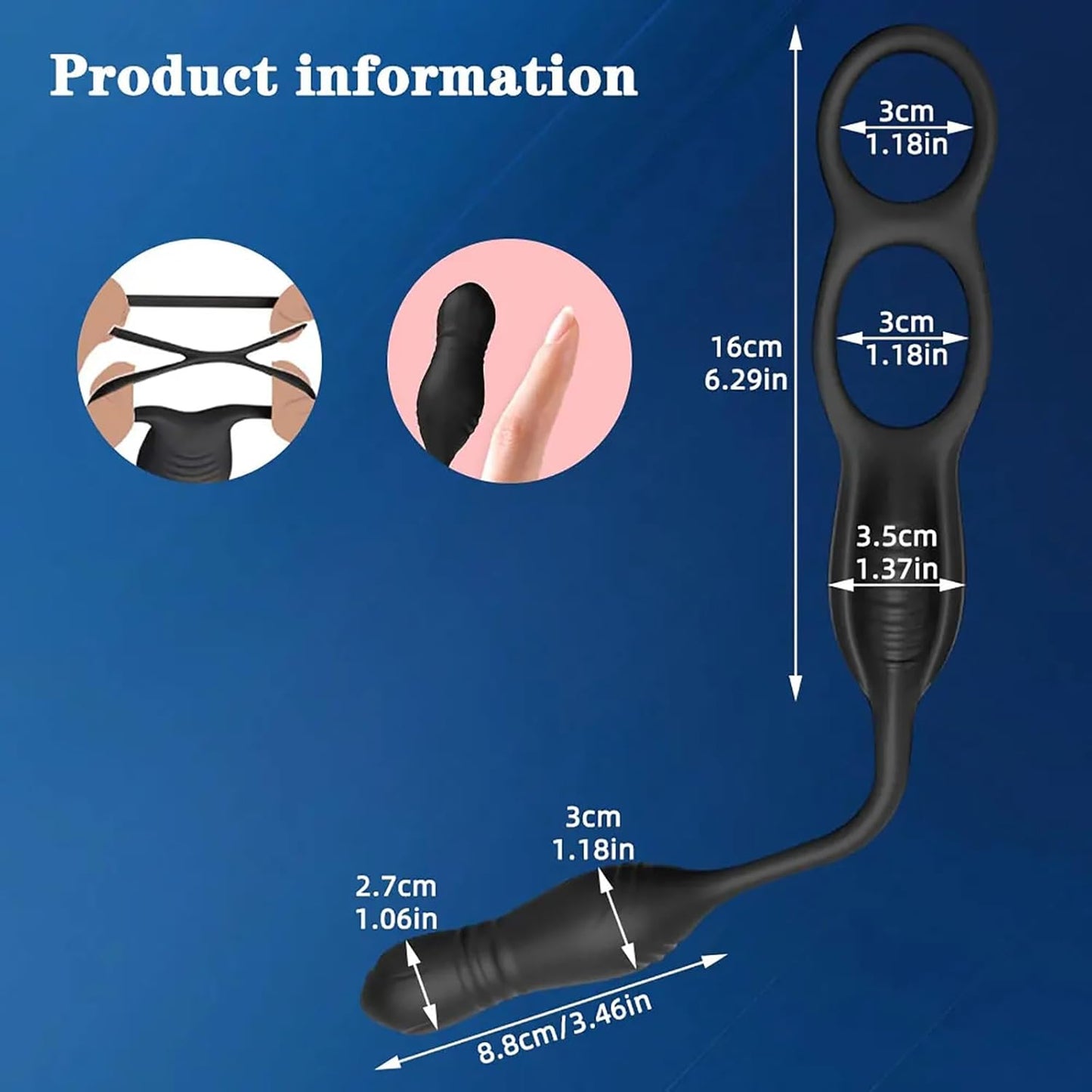 Analvibratoren Prostata Stimulation Penisring mit 10 Vibrationsmodi & 3 Teleskopmodi