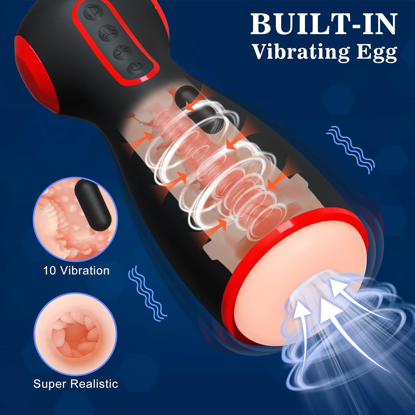 Automatischer Blowjob Maschine Masturbator mit 10 Vibrieren & 7 Saugen & 7 Quetschen