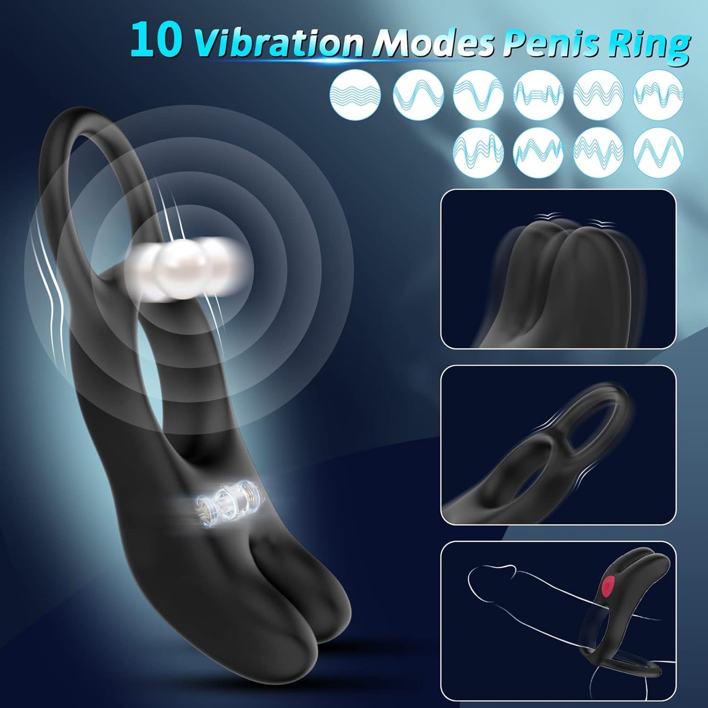 Weiches Silikon Penisring Cockring mit 10 Vibrations Modi