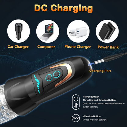 3 IN 1 Automatischer Masturbator  mit 10 Vibrationen 8 Stoß & Drehmustern