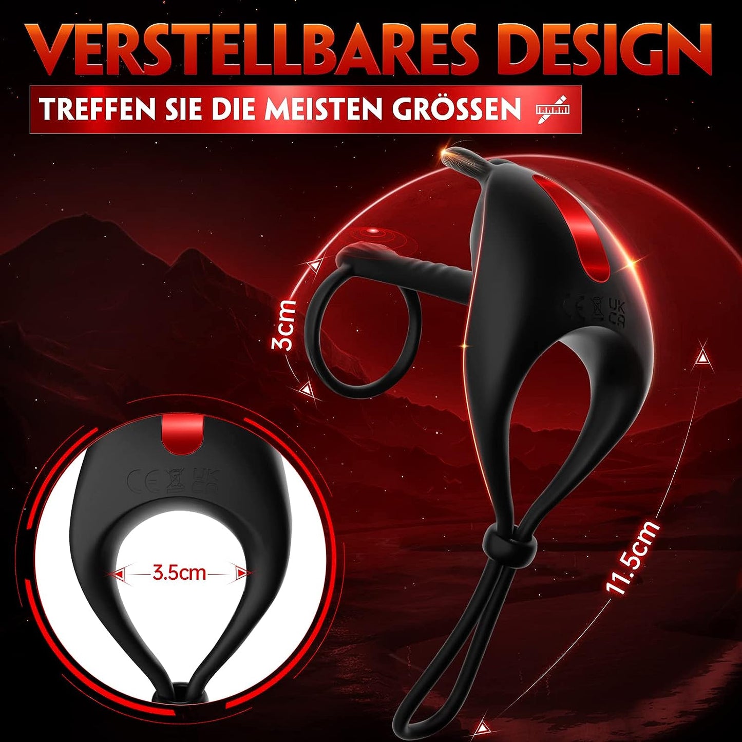 Penisring Rabbit Dual Cockring Hodenring Vibrator mit 7 Vibrationsmodi Contitop