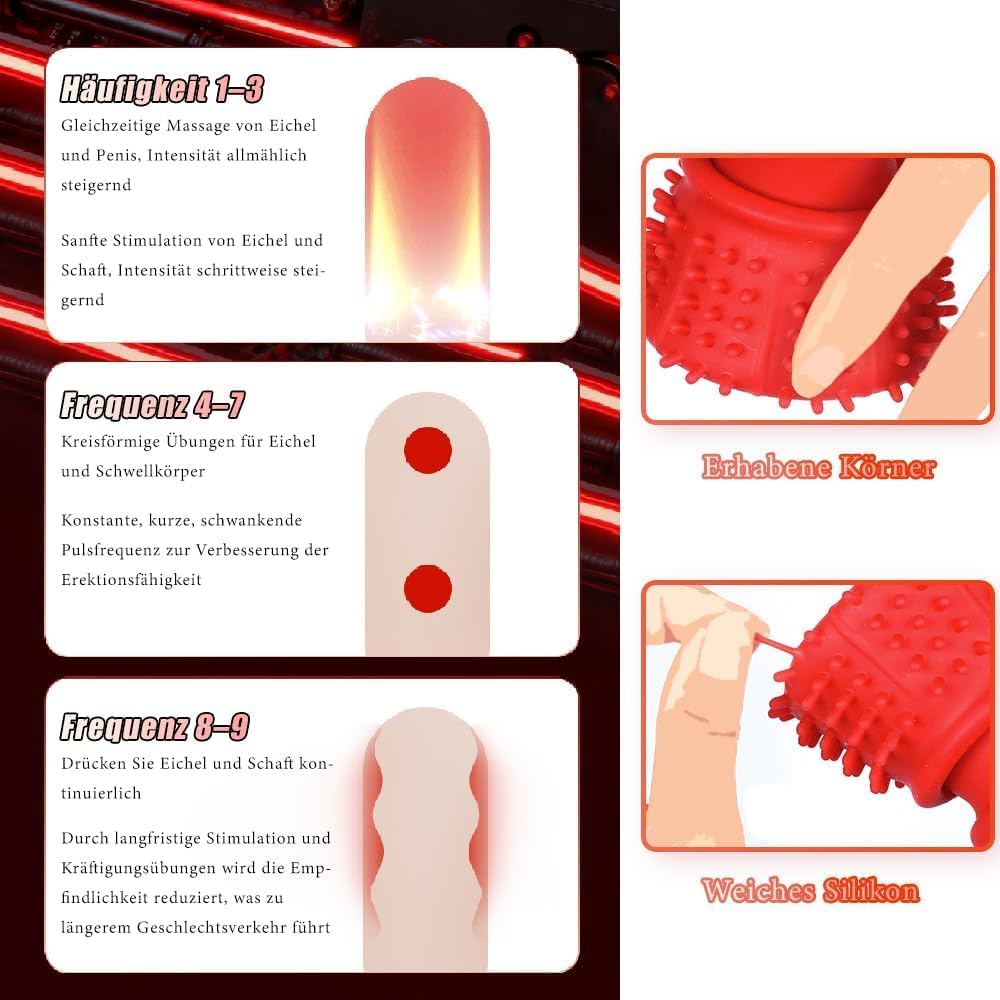 3 IN 1 Penistrainer Vibrator Massagegerät Eichel Stimulator mit 9 Vibrationsmodi