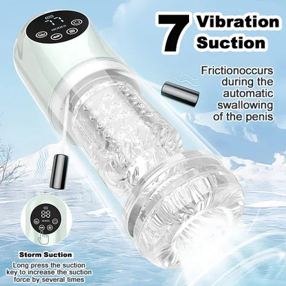 6 IN 1 Automatischer Masturbator Penispumpe mit 7 Saug & Stoß & Dreh & Leckfunktionen