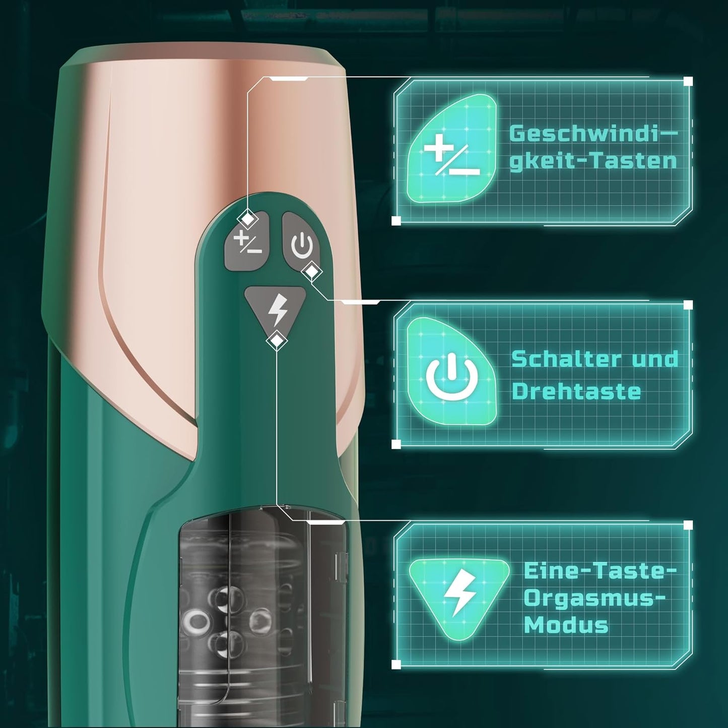 Elektrische masturbator met 7 standen, telescopische functie en roterend 