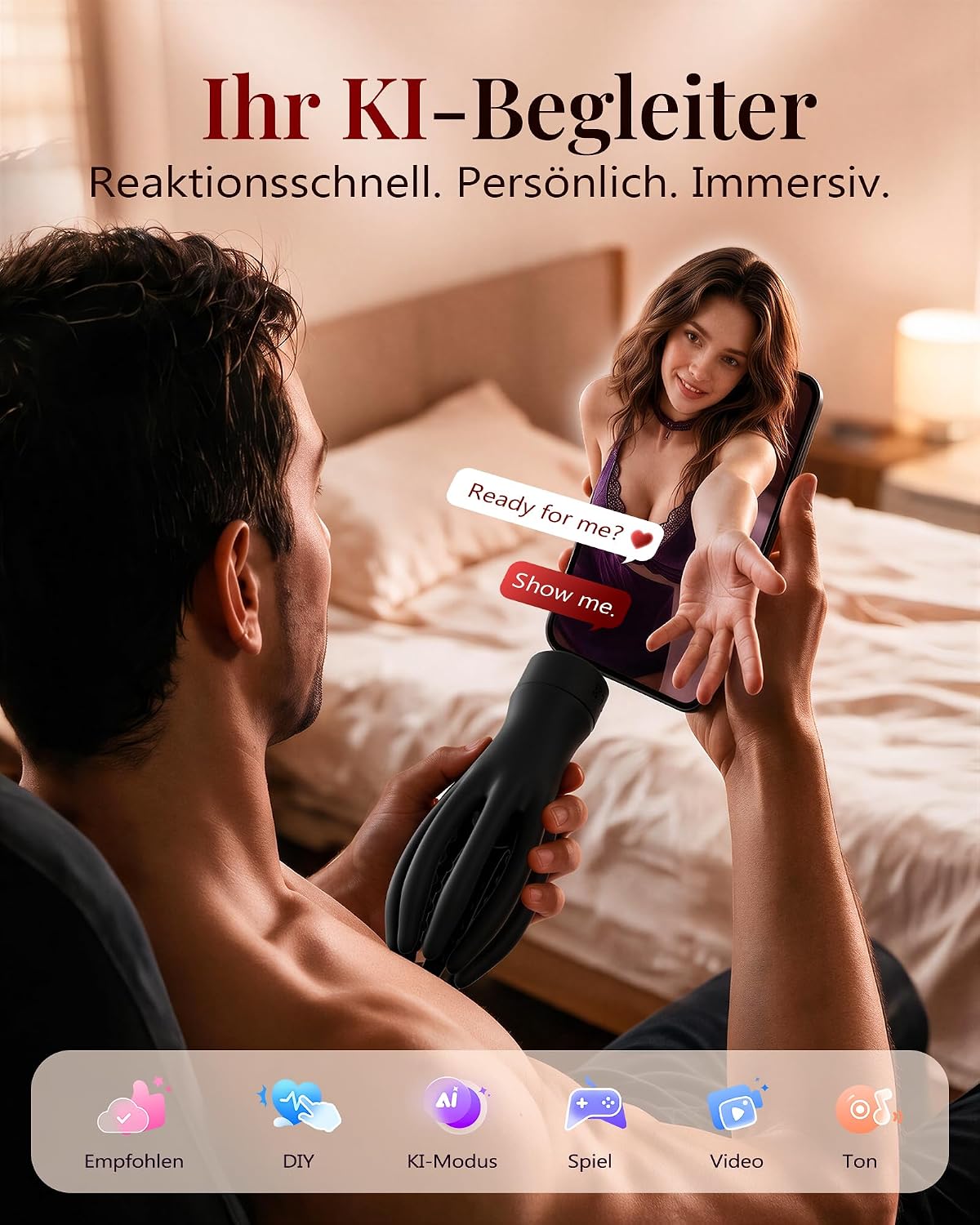 2 IN 1 Penis Trainer Vibratorensets Abnehmbarem Analplug mit 10 Vibrationsmodi