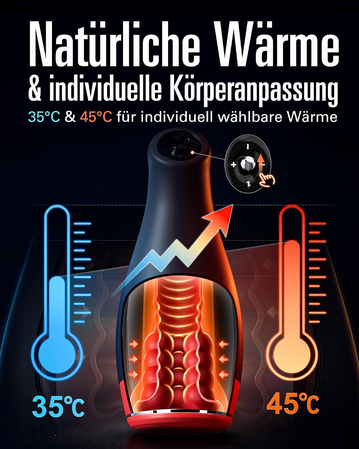 Elektrische Masturbator Penis Trainer Stroker Blowjob mit 5 Stoßmodi & 7 Vibrationen & Heizfunktion