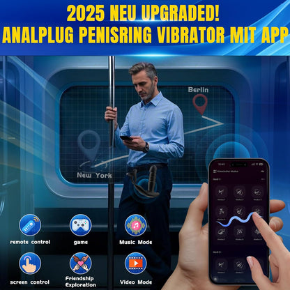 4 IN 1 Analvibrator Penisring Prostata Massagegerät mit 9 Schubmodi & 9 Vibrationsstufen