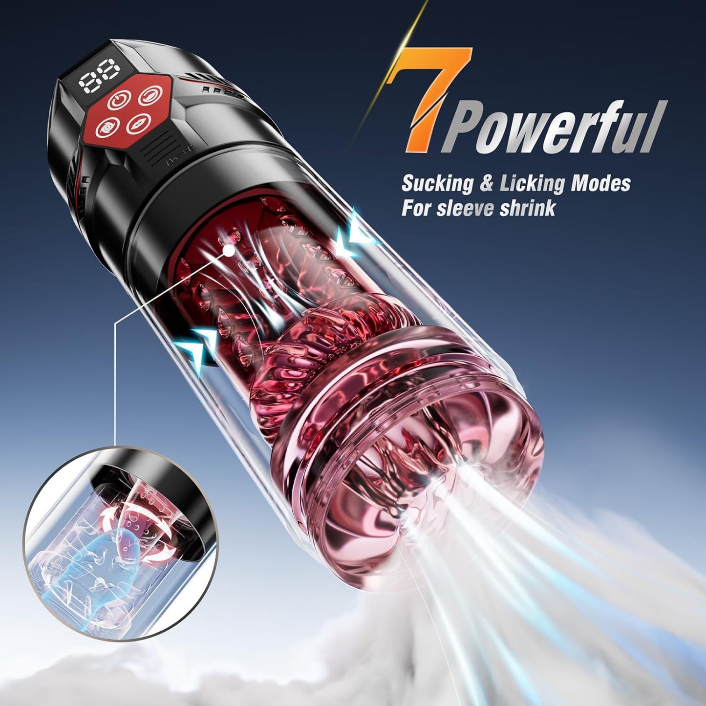 AI-Sync Masturbator Penis Pump mit 12-S Saugpumpe & 7 Schlag & Dreh & Vibrations& Saug & Lickfunktionen