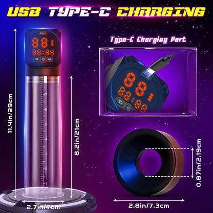 Automatischer Penispumpen Vergrößerer Masturbator mit 10 Saugmodi & 10 Trainingsmodi