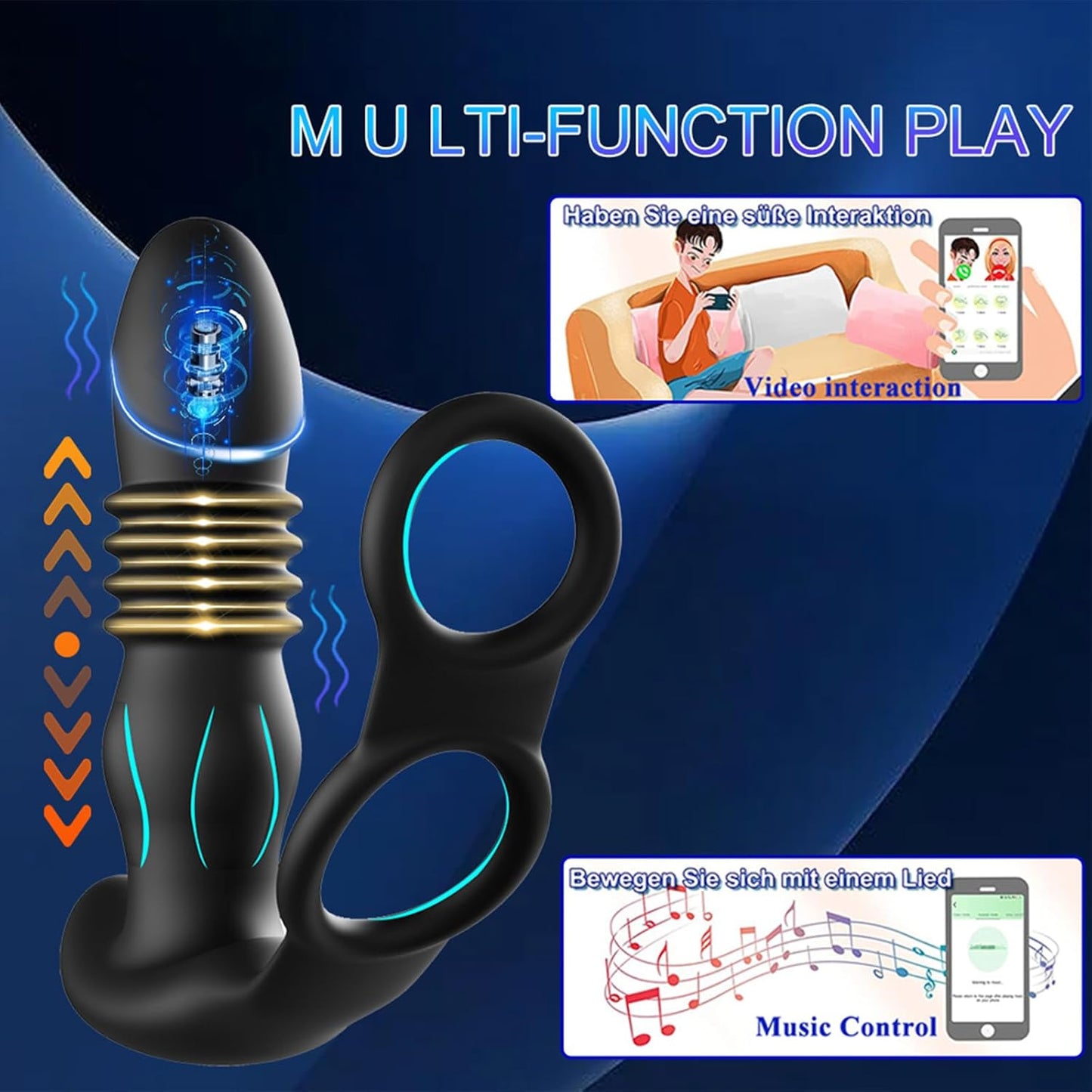 Analvibratoren Butt Plug Prostata Massager Penisring mit 10 Vibrationsmodi