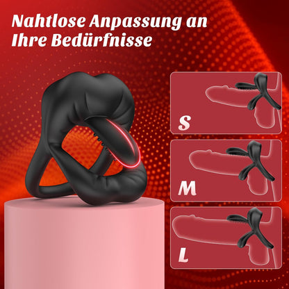 360° Verstellbarem Penisring Vibrator Tongue Klitorisstimulator mit 9 Kraftvolle Modi