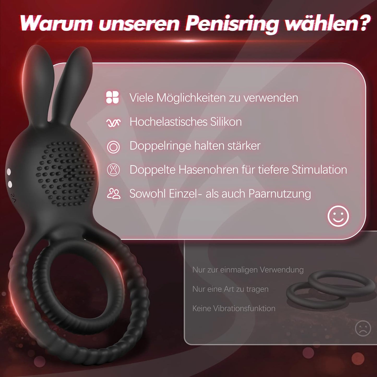 Rabbit Penisring Cockring Vibrator Sex Spielzeug mit 10 Vibrationsmodi