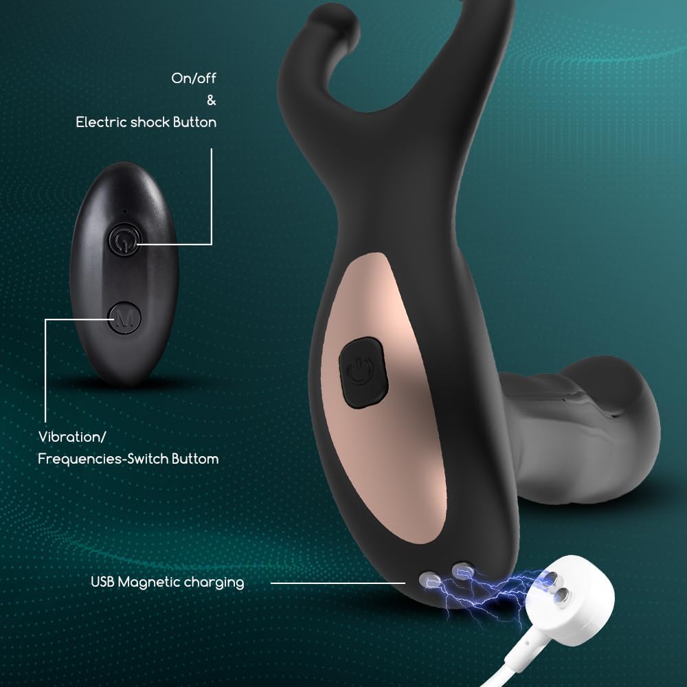 E-Stim Anal Prostata Vibrationsmassagegerät mit 7 Elektroschock und 8 Vibrationsmodi