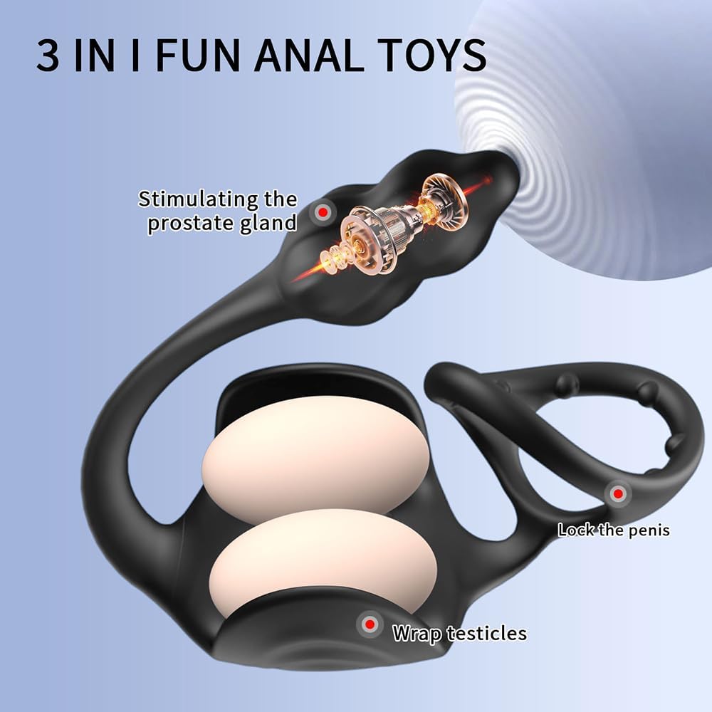 3 IN 1 Hodenvibrator Penisring Vibratoren Prostata Stimulator Massagegeräte mit 9 Vibrationsmodi