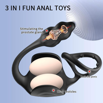 3 IN 1 Hodenvibrator Penisring Vibratoren Prostata Stimulator Massagegeräte mit 9 Vibrationsmodi