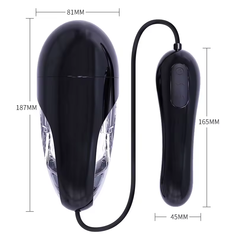 Schwarzer Kolben Elektrischer Masturbatoren mit Starken Saug & Vibrationsmodi