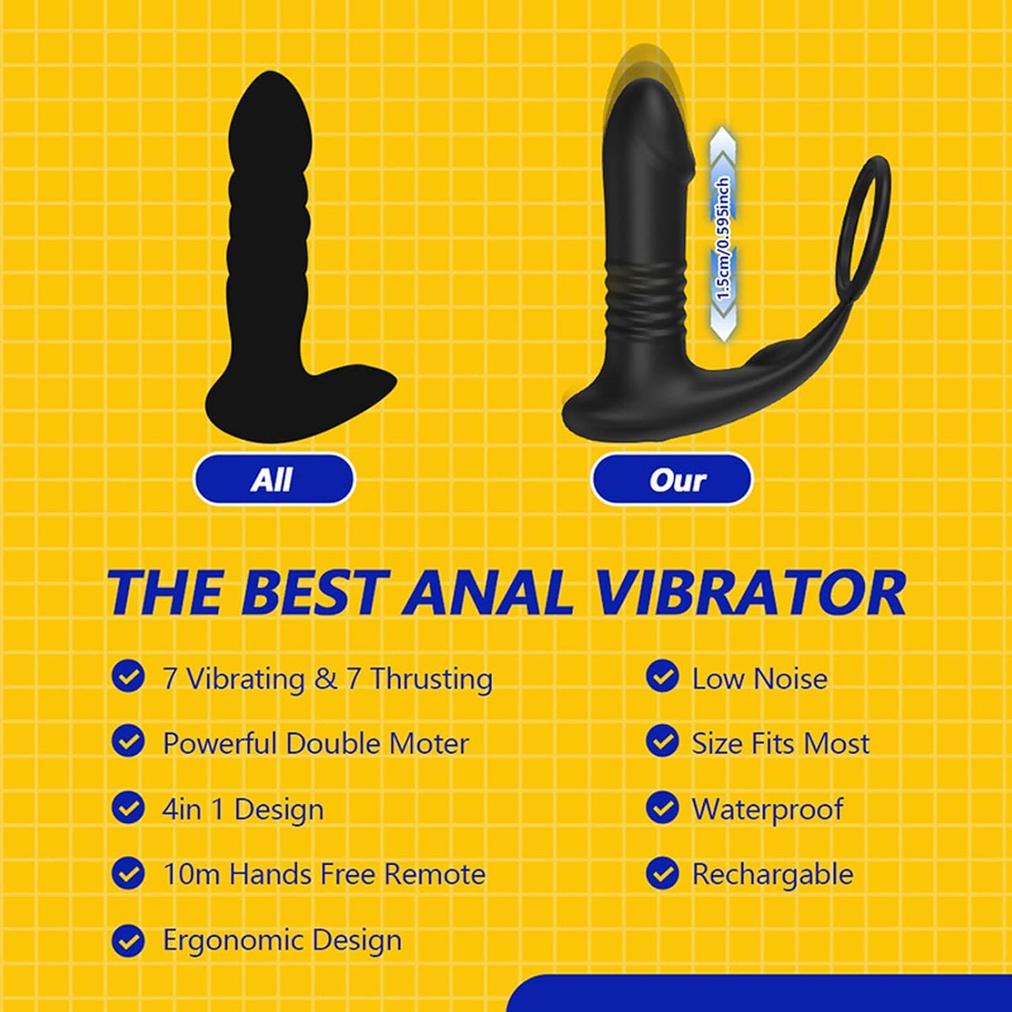 Analvibrator Penisring Prostata Massagegerät Butt Plug mit 20 Vibrationsmodi