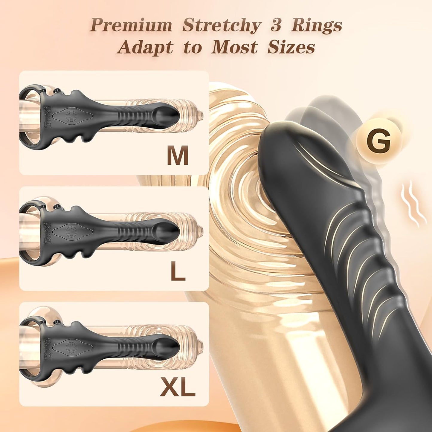 Realistischer Finger Penistrainer Vibrator Cock Ring mit 3 Ringen und 9 Vibrationsmodi