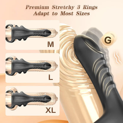 Realistischer Finger Penistrainer Vibrator Cock Ring mit 3 Ringen und 9 Vibrationsmodi