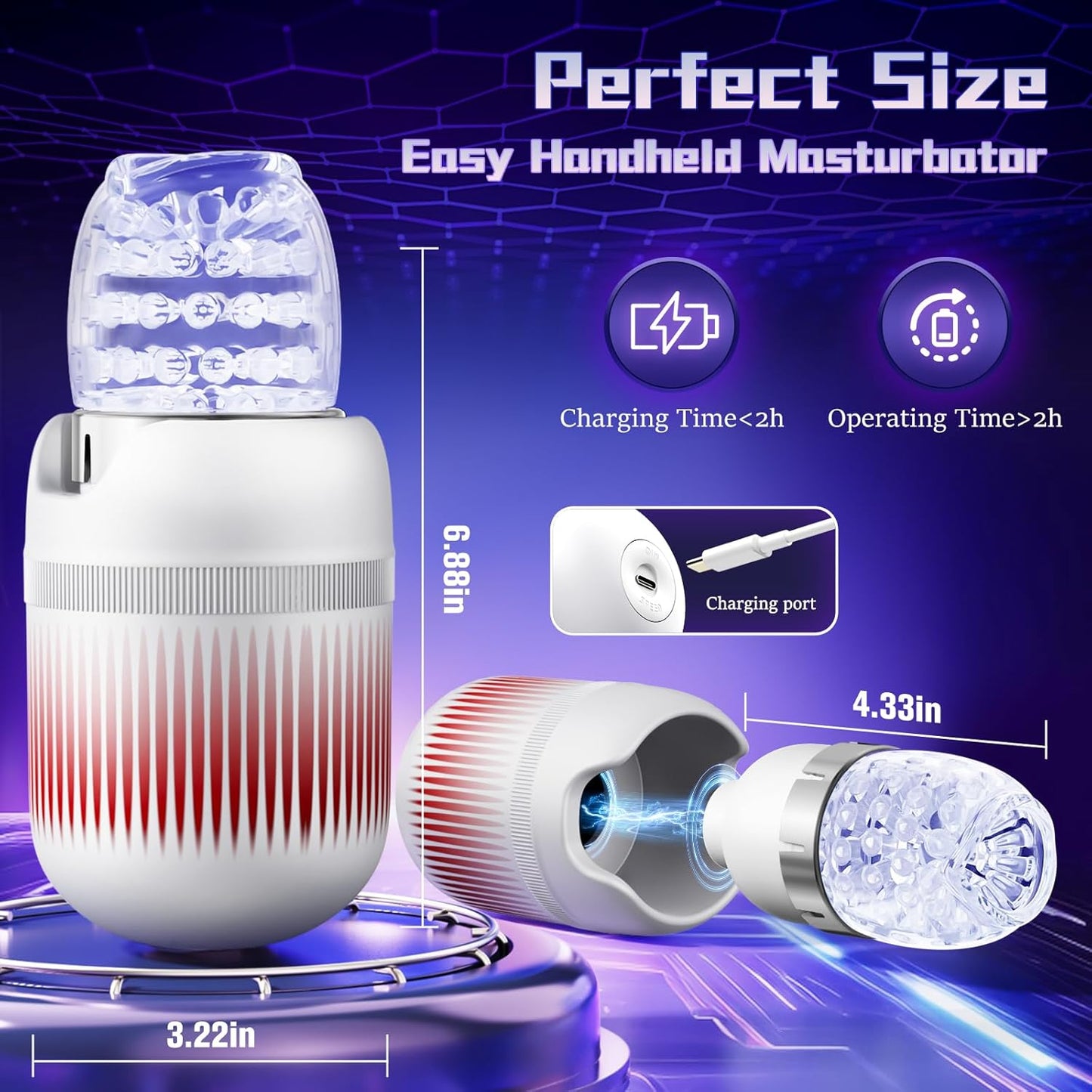 Automatischer Penistrainer Stroker Blowjob mit 12 Rotations und 4 Geschwindigkeitsmodi