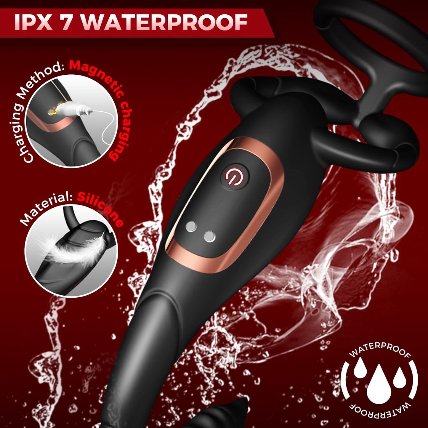 3 IN 1 Penisring Prostatamassagegerät Analvibrator mit 9 Vibrationsmodi