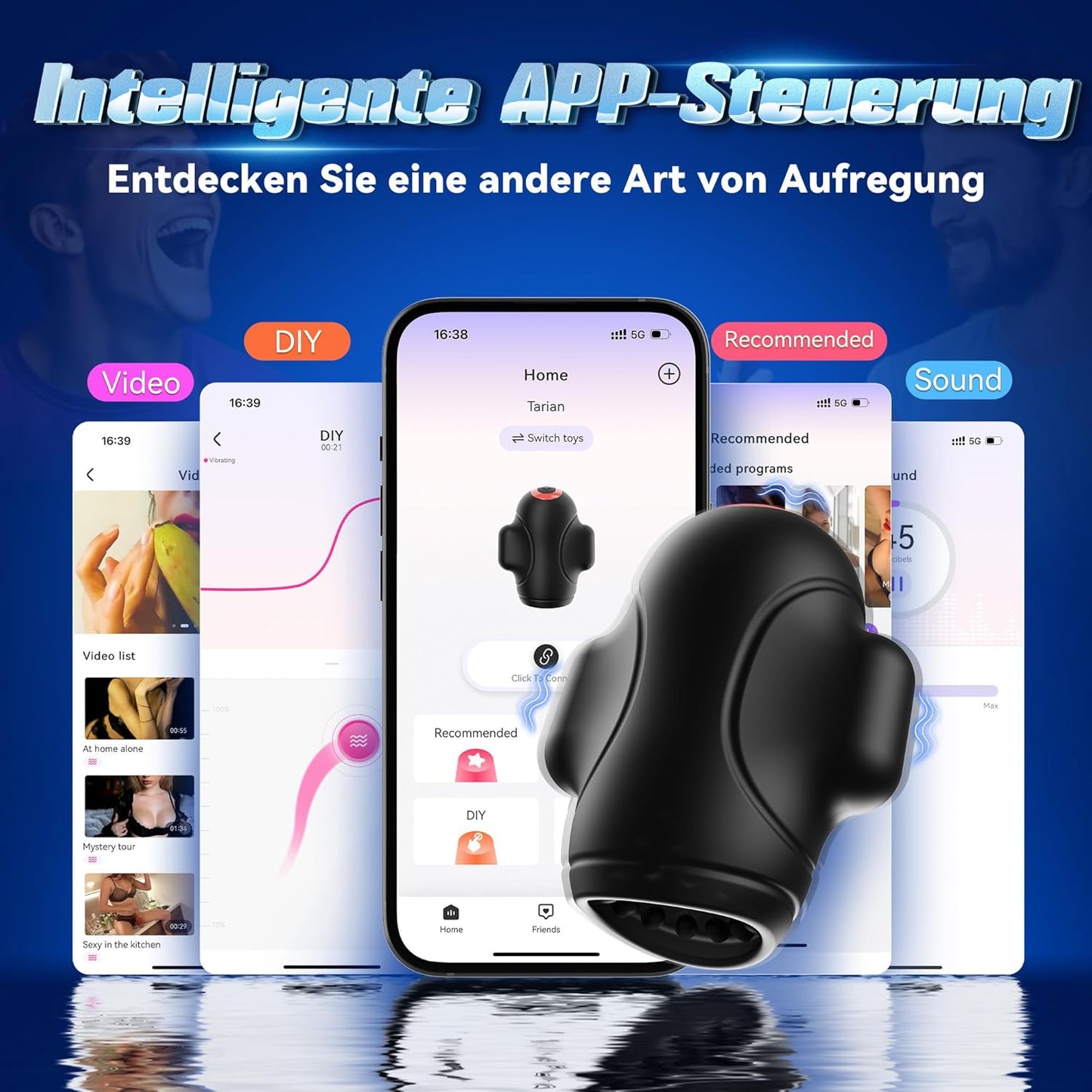 4 IN 1 Masturbieren Penis Trainer Eichel Stimulator Blowjob mit 10 Vibrations