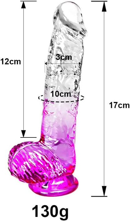 Realistic clear rubber penis natural dildo transparent 17cm 