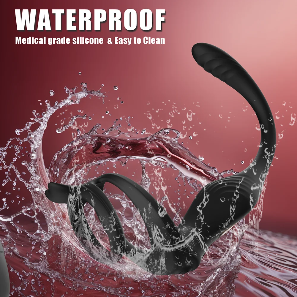 Analvibrator Penisring Prostatamassagegerät Butt Plug mit 9 Vibrations und Stoßmodi