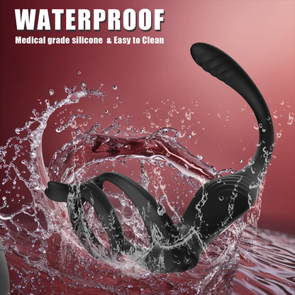 Analvibrator Penisring Prostatamassagegerät Butt Plug mit 9 Vibrations und Stoßmodi