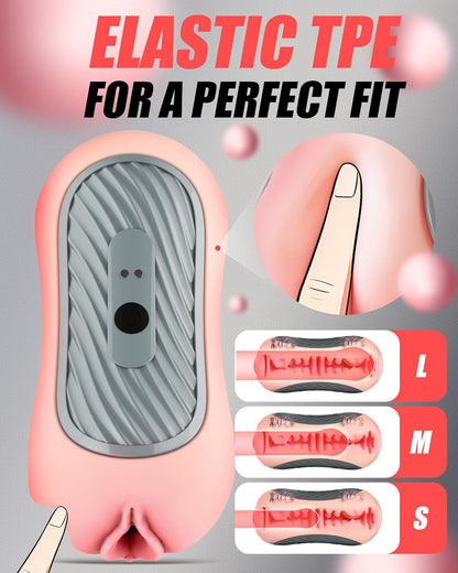 Zusammendrückbarer Taschenpussy Stroker Blowjob Masturbator mit 8 Vibrations & Saugmodi