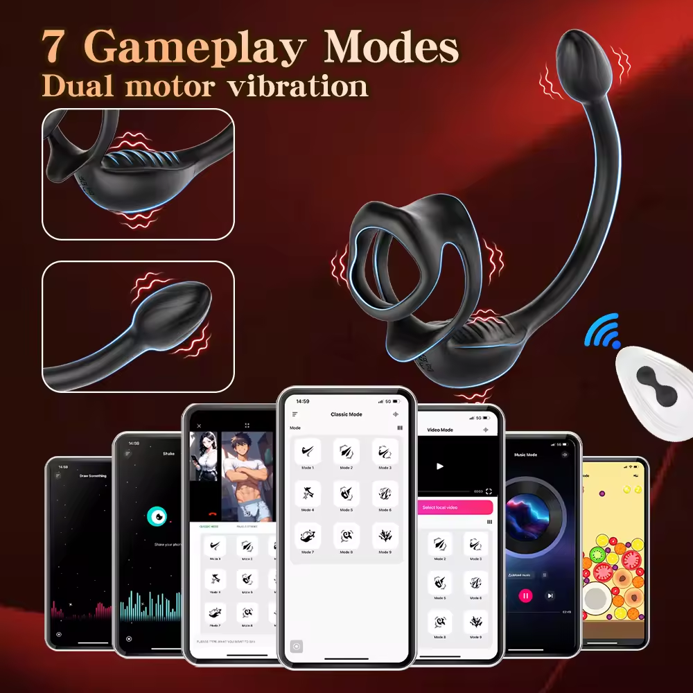 Penis-Vibrator Prostata-Massagegerät Vibrationsring mit 9 Schwingungsmoden