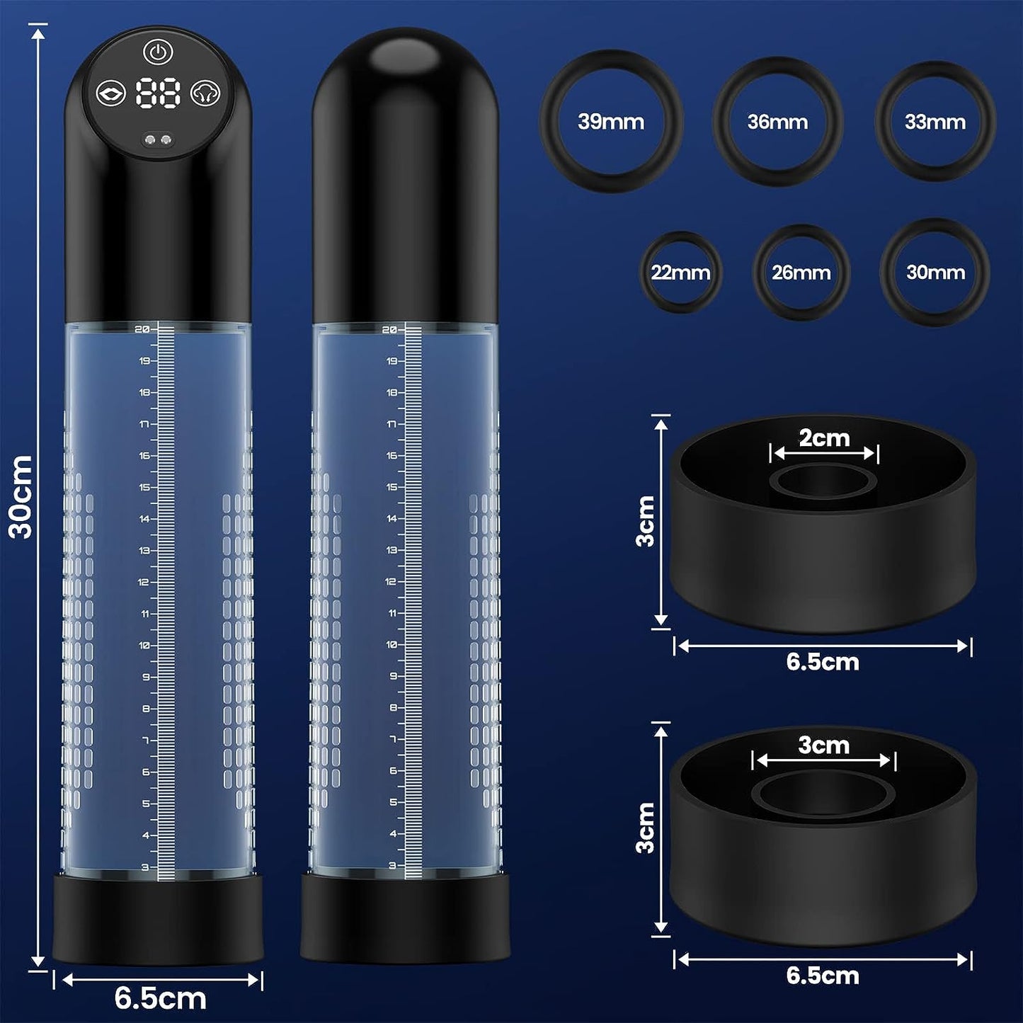 LCD Display Elektrische Penis Vakuumpumpe mit 6 Verschiedene Saugintensitäten