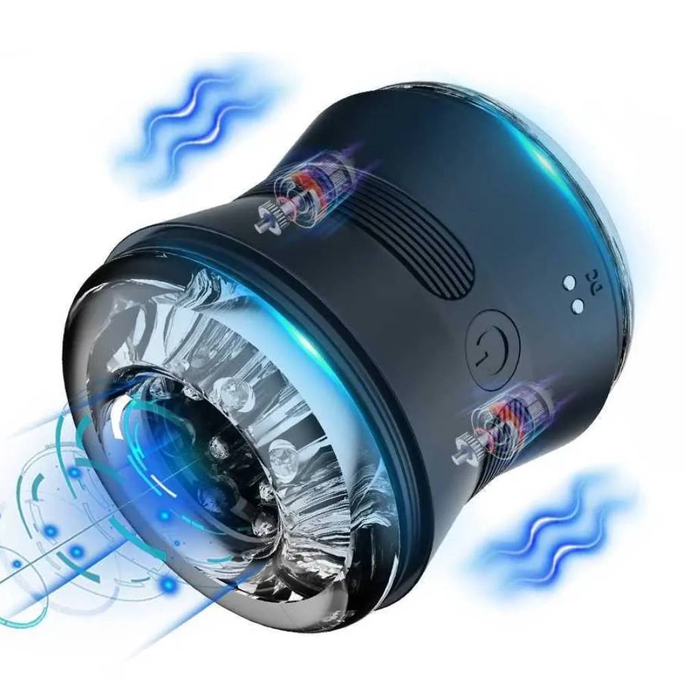 Elektrischer Masturbator Offenes Penis Trainer mit 10 Vibrationen 2 Motoren