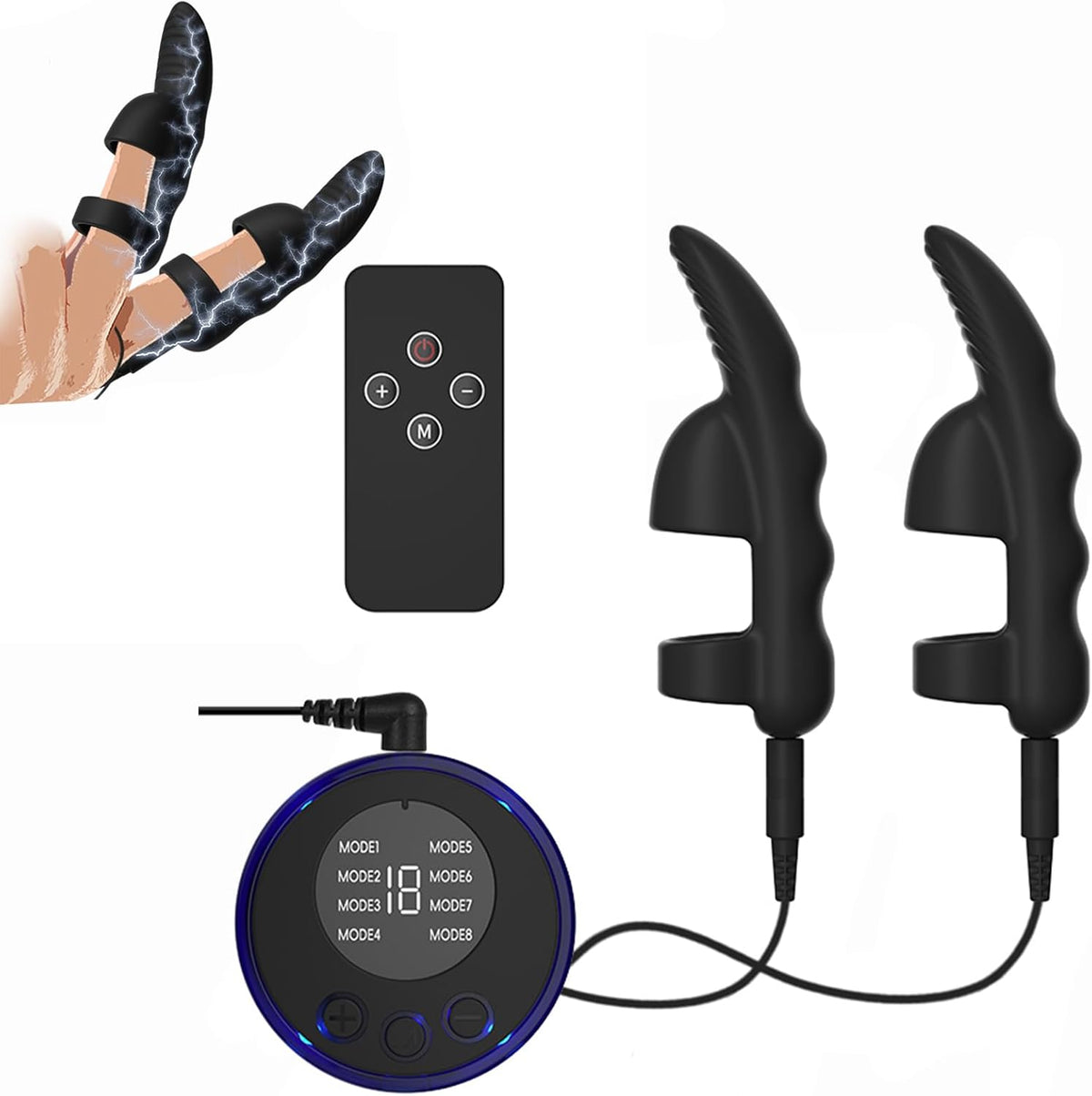 Electro Stim Finger Vibrator Sleeve with 8 Stimulation Modes & 19 Intensity Levels