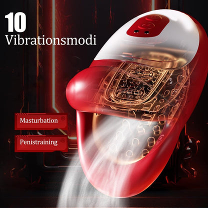 360° Blowjob Stroker Penistrainer Vibrator Masturbatoren mit 10 Wellen & Vibrationsmodi