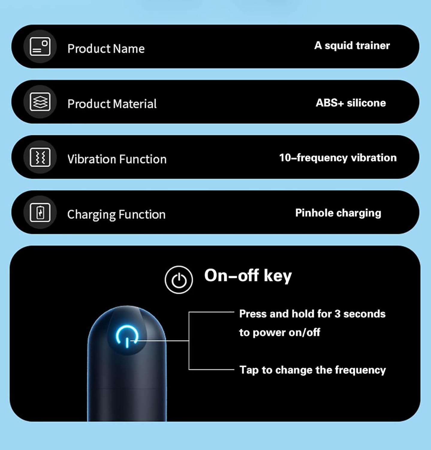 Elektrischer Eichelmassager Penisvibrator Penis-Trainer Masturbatoren mit 10 Vibrationsmodi