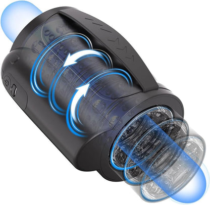 Elektrische Penistrainer Eichel Stimulator Masturbatoren mit 7 Teleskopische & Rotationsmodi